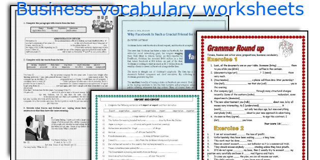 Business Vocabulary Worksheets