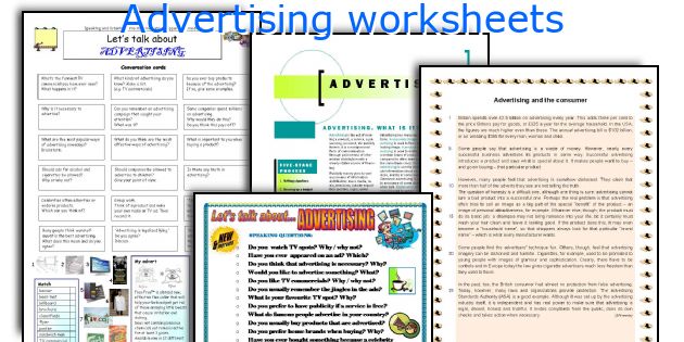 Advertising worksheets