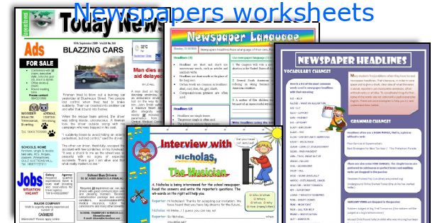 Newspapers worksheets