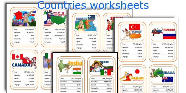 Free Printable Worksheets Countries