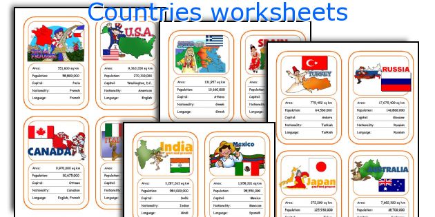 Countries Worksheets