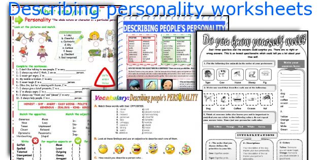 Describing personality worksheets