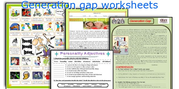 Generation gap worksheets