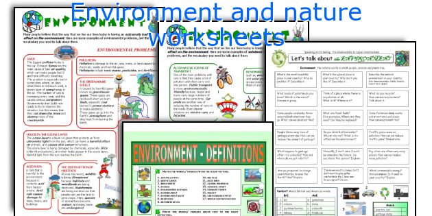 Environment and nature worksheets