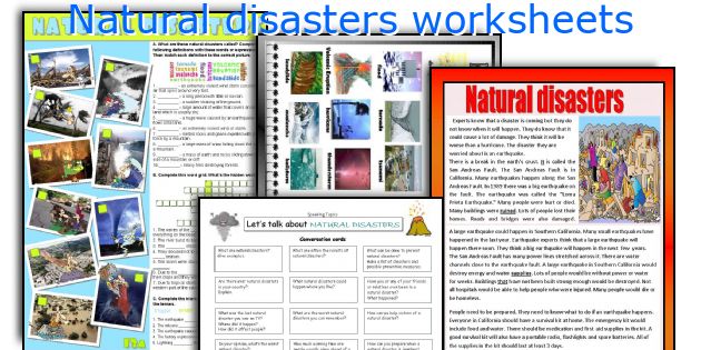 Natural disasters worksheets