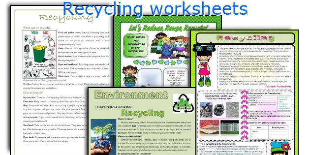 Recycling worksheets