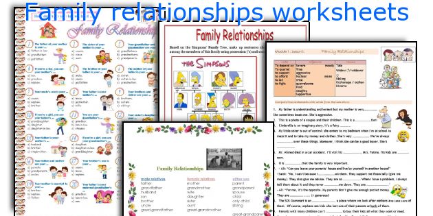 Family relationships worksheets