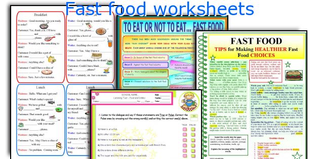 Fast food worksheets