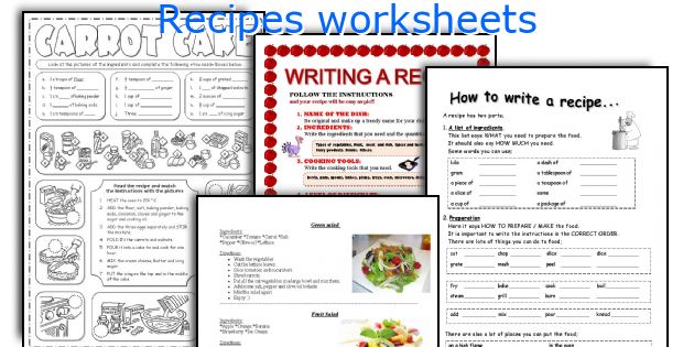 Recipes worksheets