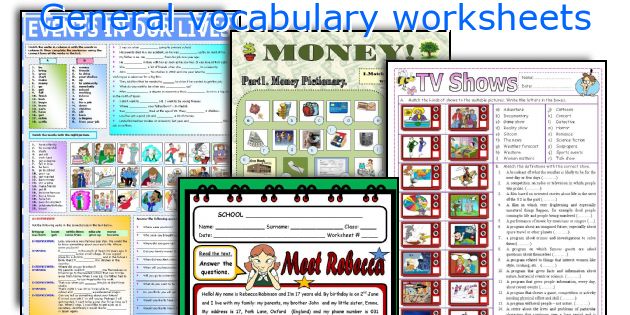 General vocabulary worksheets