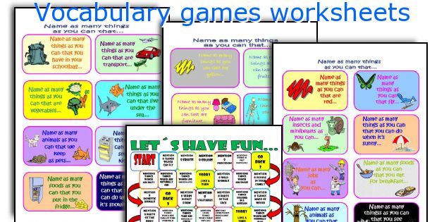 Vocabulary games worksheets