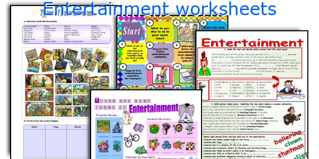 Entertainment worksheets