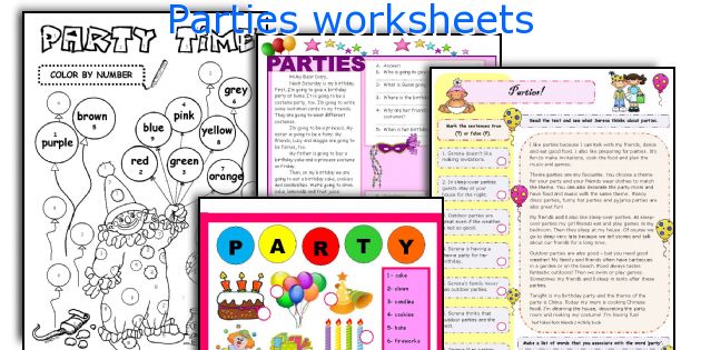 Parties worksheets