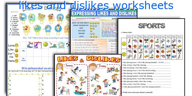 likes and dislikes worksheets