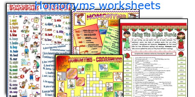 Homonyms worksheets