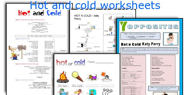 Hot and cold worksheets