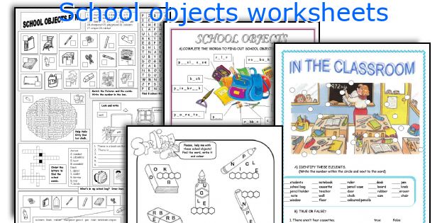 School objects worksheets