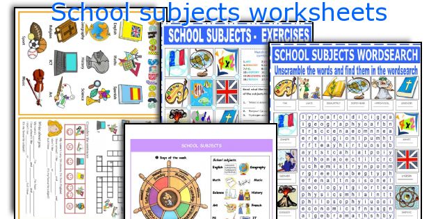 School subjects worksheets