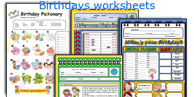 Birthdays worksheets