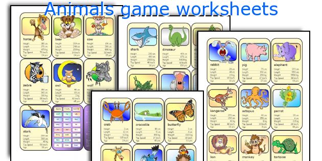 Animals game worksheets
