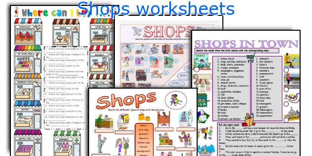 Shops worksheets