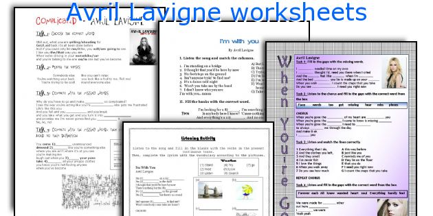 Avril Lavigne worksheets