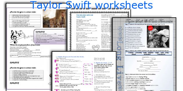 Taylor Swift worksheets