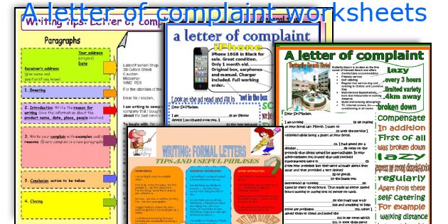A letter of complaint worksheets
